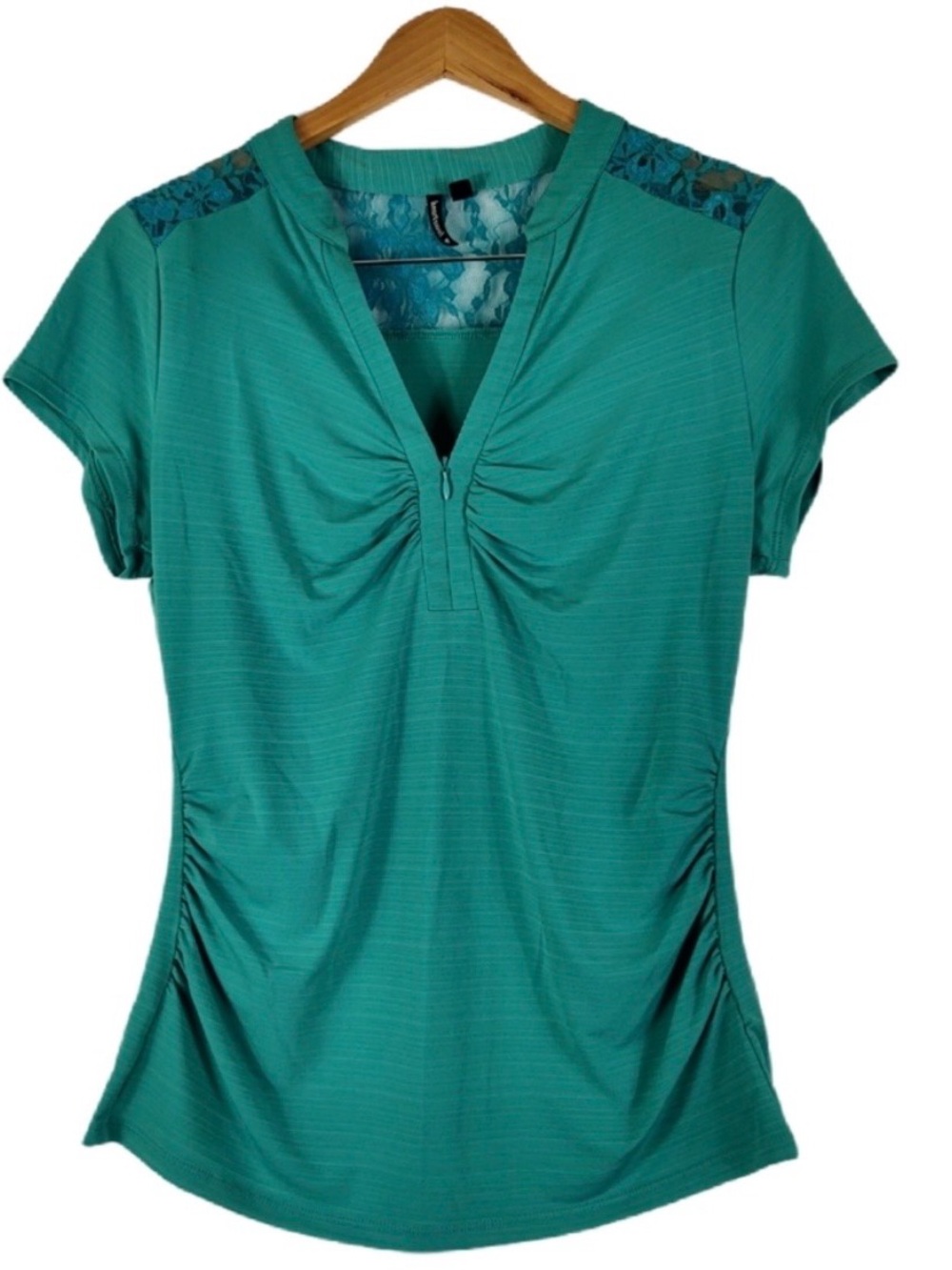 HeartSoul Green Lace-Trim Blouse